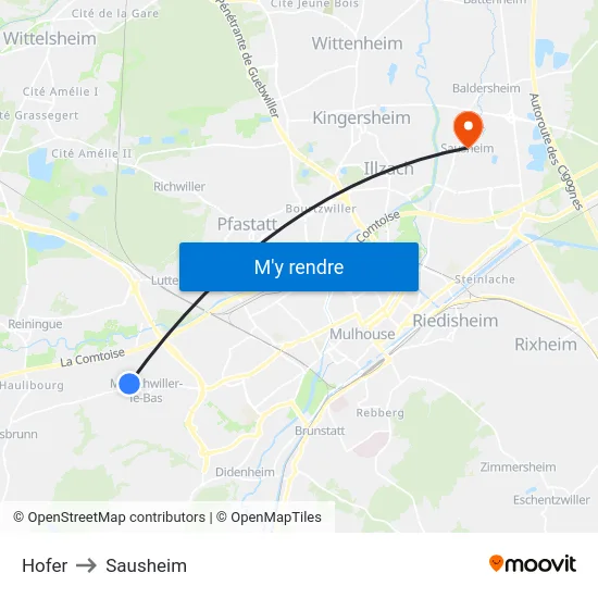 Hofer to Sausheim map