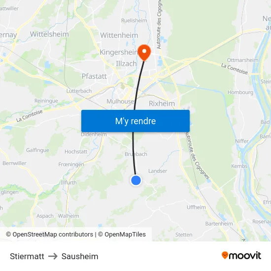 Stiermatt to Sausheim map