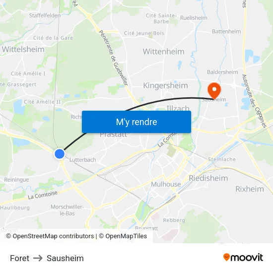 Foret to Sausheim map