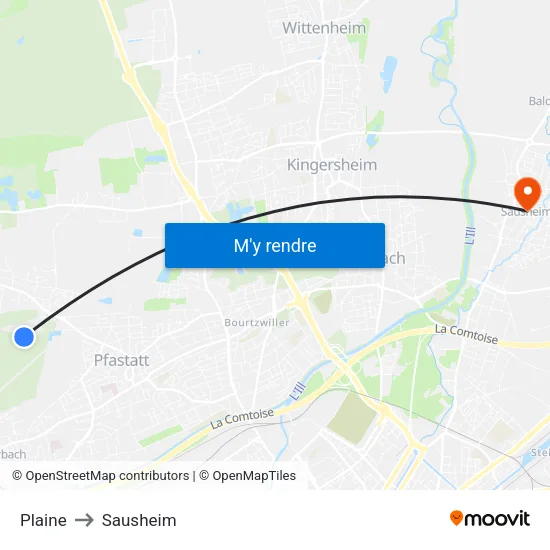 Plaine to Sausheim map