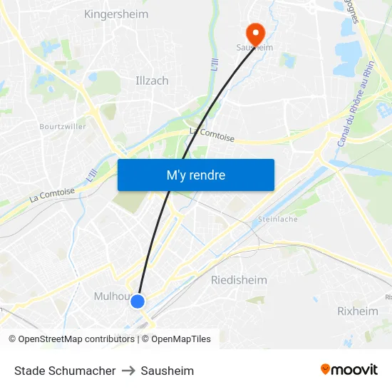 Stade Schumacher to Sausheim map