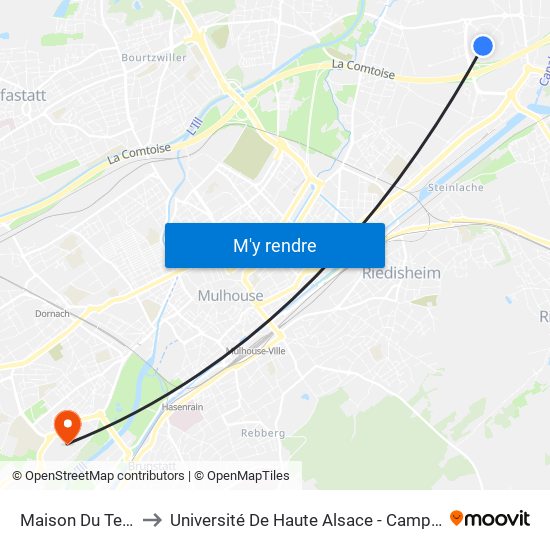 Maison Du Territoire to Université De Haute Alsace - Campus De L'Illberg map