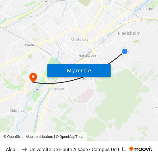 Alsace to Université De Haute Alsace - Campus De L'Illberg map