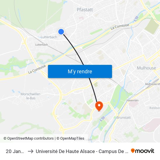 20 Janvier to Université De Haute Alsace - Campus De L'Illberg map