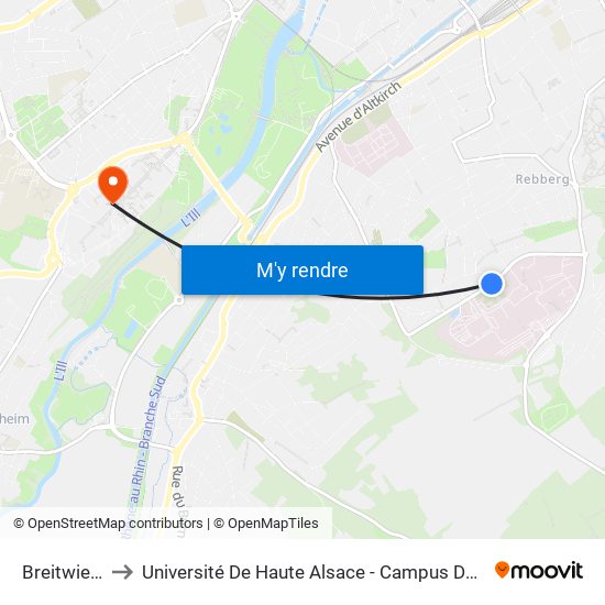 Breitwieser to Université De Haute Alsace - Campus De L'Illberg map