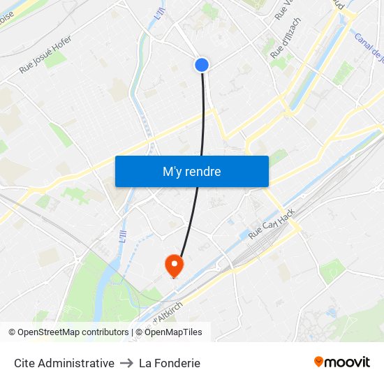 Cite Administrative to La Fonderie map