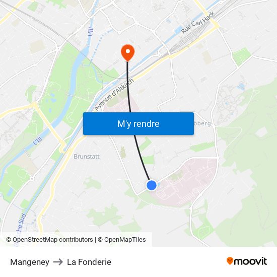 Mangeney to La Fonderie map