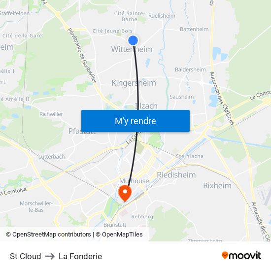 St Cloud to La Fonderie map