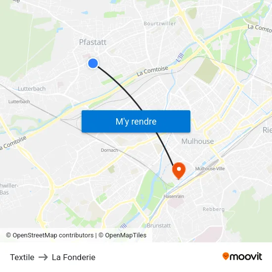 Textile to La Fonderie map