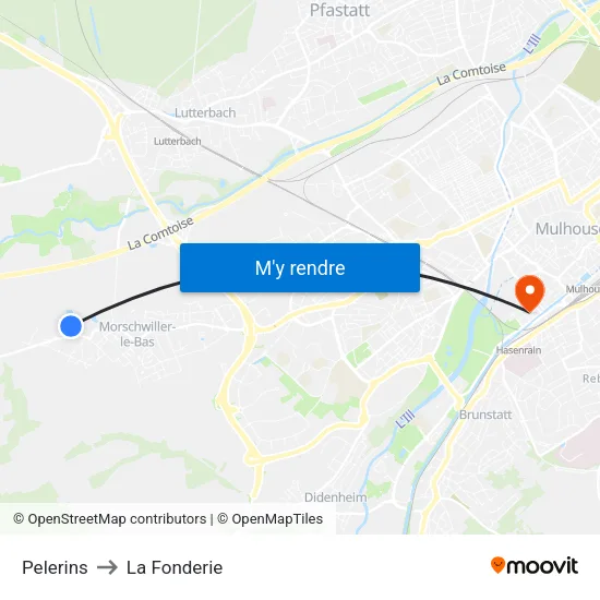 Pelerins to La Fonderie map