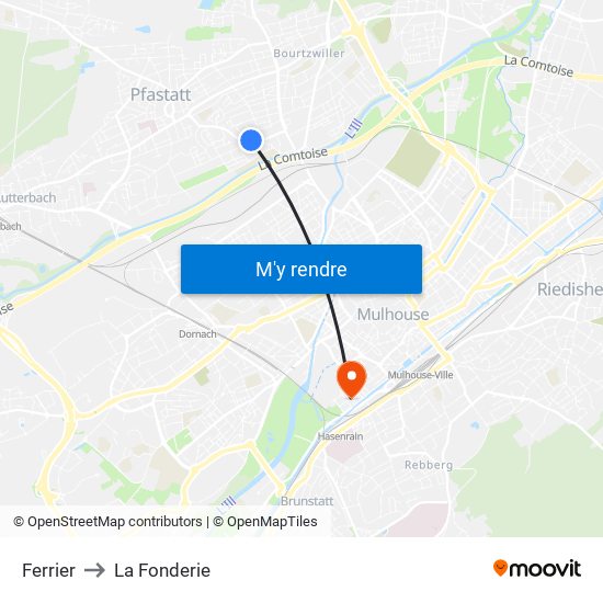 Ferrier to La Fonderie map