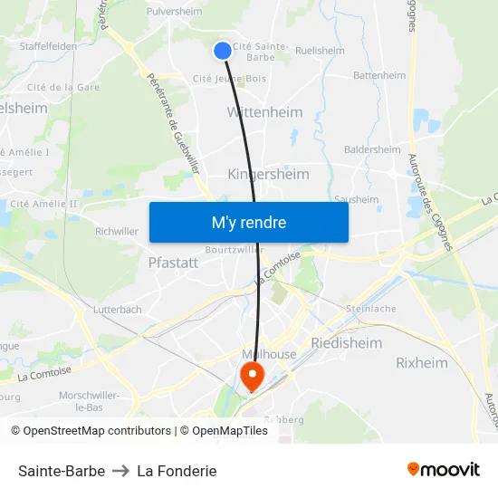 Sainte-Barbe to La Fonderie map