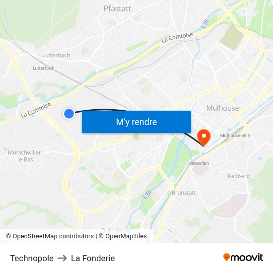 Technopole to La Fonderie map