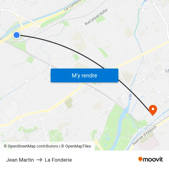 Jean Martin to La Fonderie map