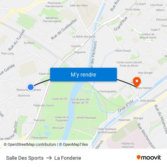 Salle Des Sports to La Fonderie map