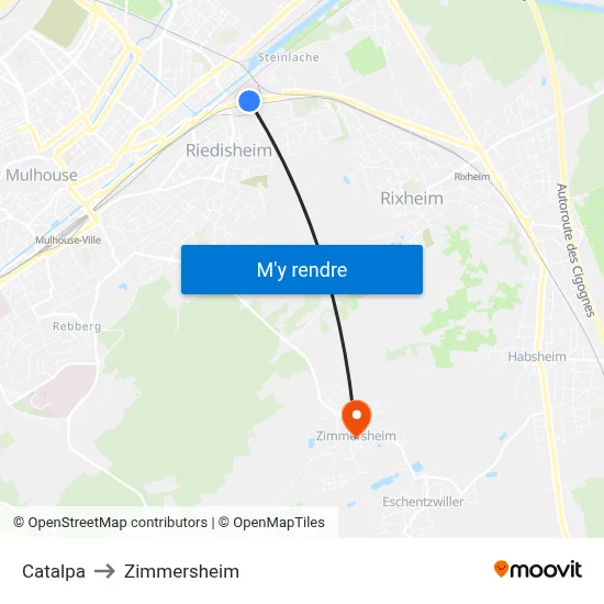 Catalpa to Zimmersheim map