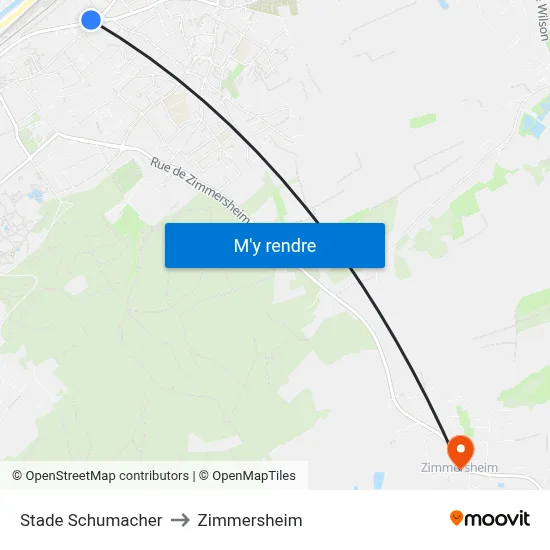 Stade Schumacher to Zimmersheim map