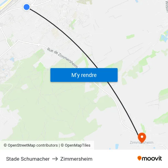 Stade Schumacher to Zimmersheim map