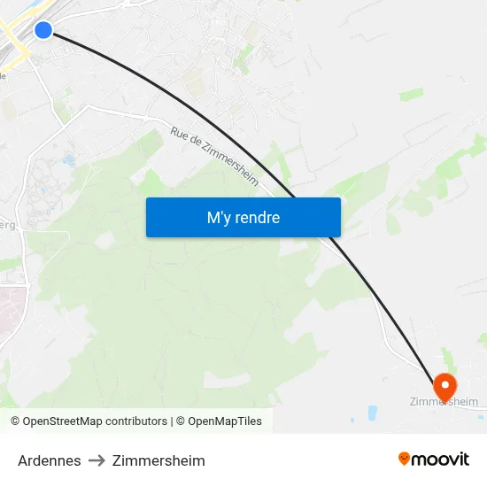Ardennes to Zimmersheim map