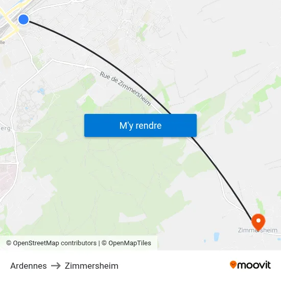 Ardennes to Zimmersheim map