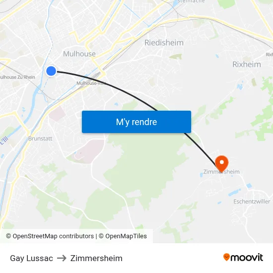 Gay Lussac to Zimmersheim map
