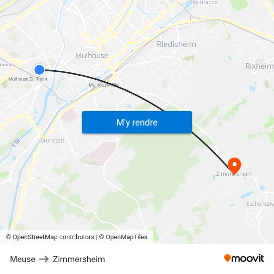 Meuse to Zimmersheim map