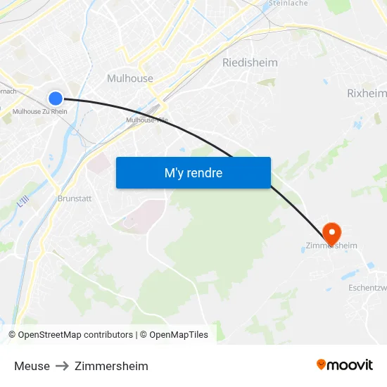 Meuse to Zimmersheim map