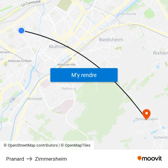 Pranard to Zimmersheim map