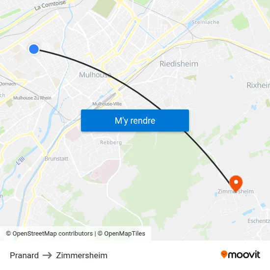 Pranard to Zimmersheim map