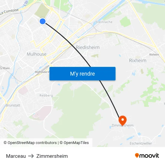 Marceau to Zimmersheim map