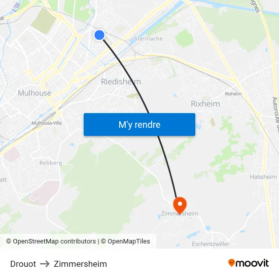 Drouot to Zimmersheim map