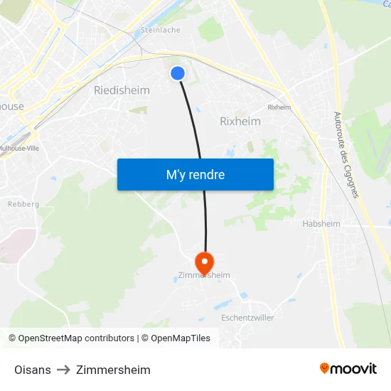 Oisans to Zimmersheim map