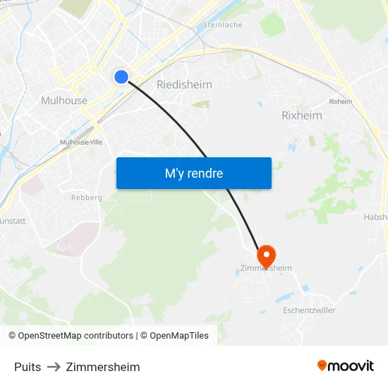 Puits to Zimmersheim map