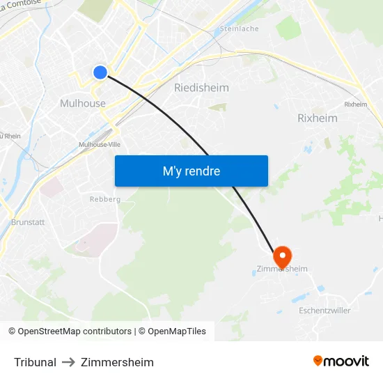 Tribunal to Zimmersheim map