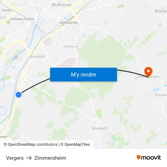 Vergers to Zimmersheim map