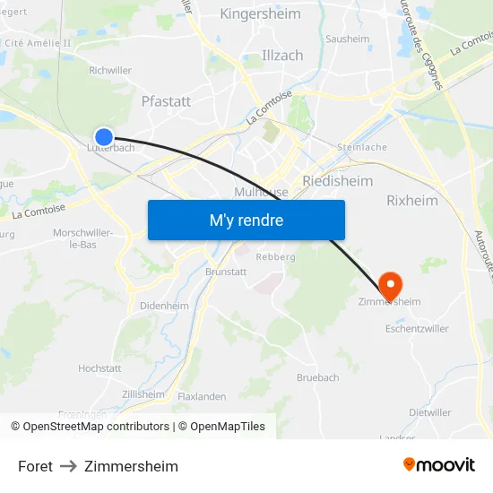 Foret to Zimmersheim map
