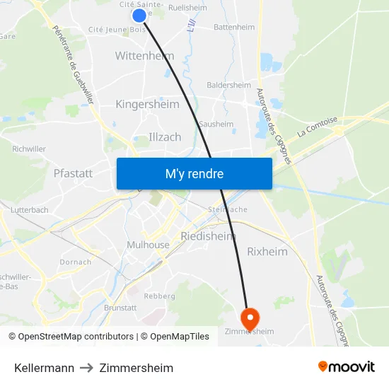Kellermann to Zimmersheim map