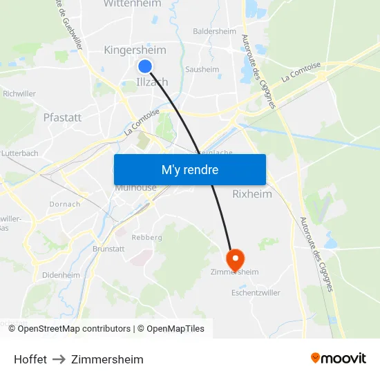 Hoffet to Zimmersheim map