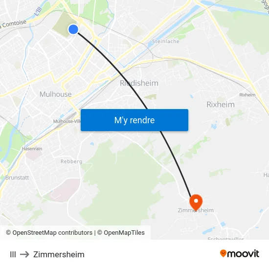 Ill to Zimmersheim map