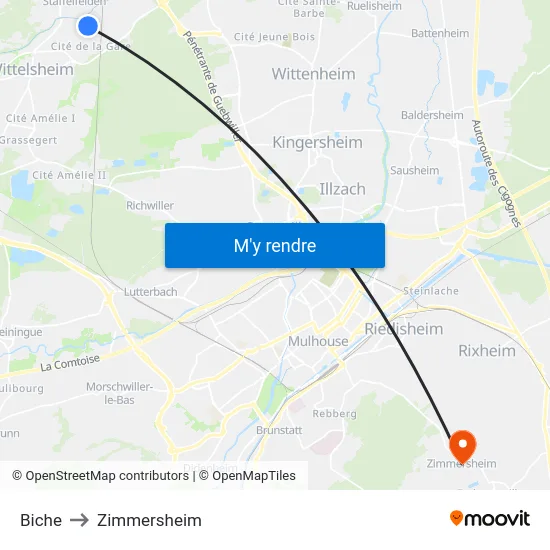 Biche to Zimmersheim map