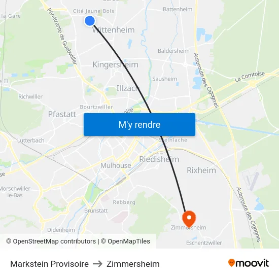Markstein Provisoire to Zimmersheim map