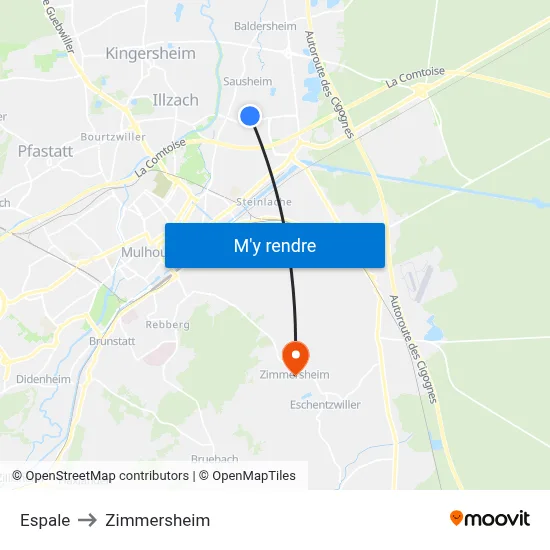 Espale to Zimmersheim map