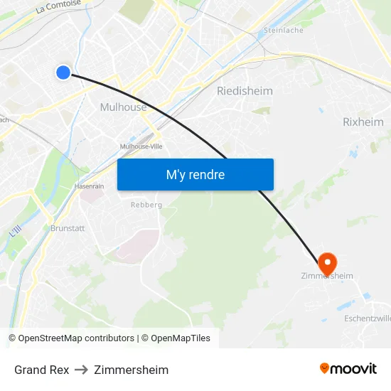 Grand Rex to Zimmersheim map
