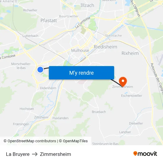 La Bruyere to Zimmersheim map
