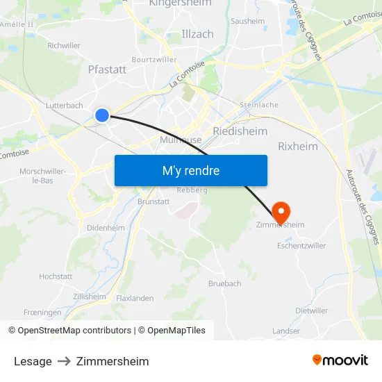 Lesage to Zimmersheim map