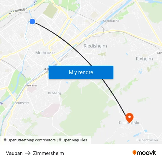 Vauban to Zimmersheim map