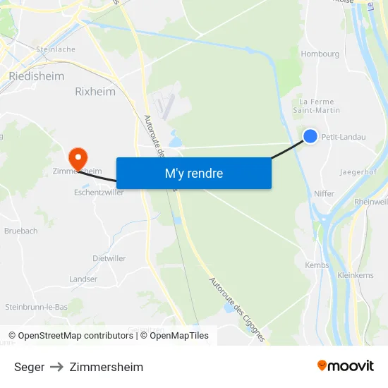 Seger to Zimmersheim map