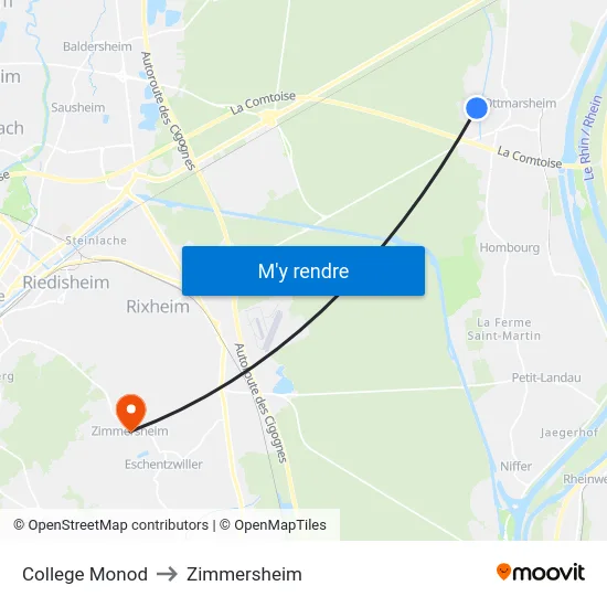 College Monod to Zimmersheim map