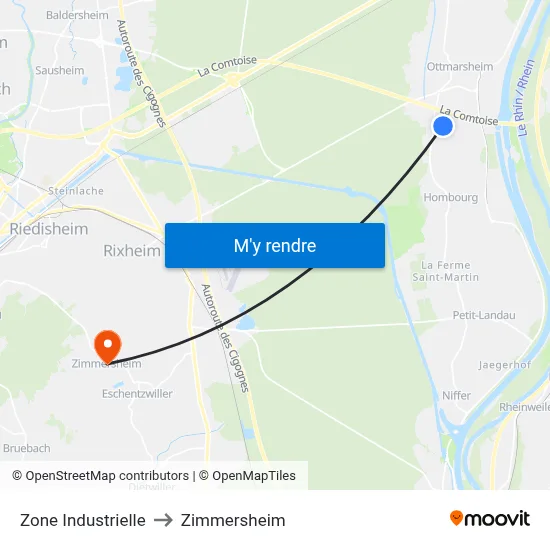 Zone Industrielle to Zimmersheim map