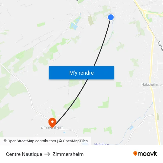 Centre Nautique to Zimmersheim map